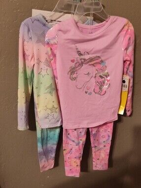 Kidgets Rainbow Star Long Sleeve Kids Pajama Set - Pastel